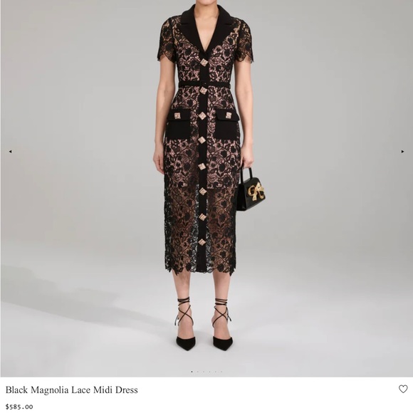self portrait black magnolia lace midi dress - Picture 3 of 8